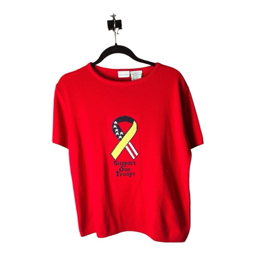 White Stag "Red Support Our Troops Ribbon on Front" Top Size‎ XL (16-18)